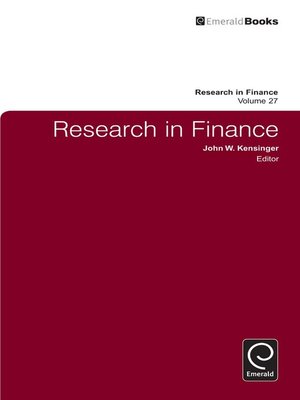 cover image of Research in Finance, Volume 27